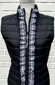 SALE - M, L ONLY - Maggie May Ruffled Ribbon Puffer Vest (PF31) *FINAL SALE*