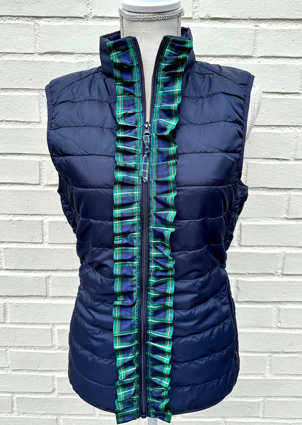 Maggie May Ruffled Ribbon Puffer Vest (PF33)