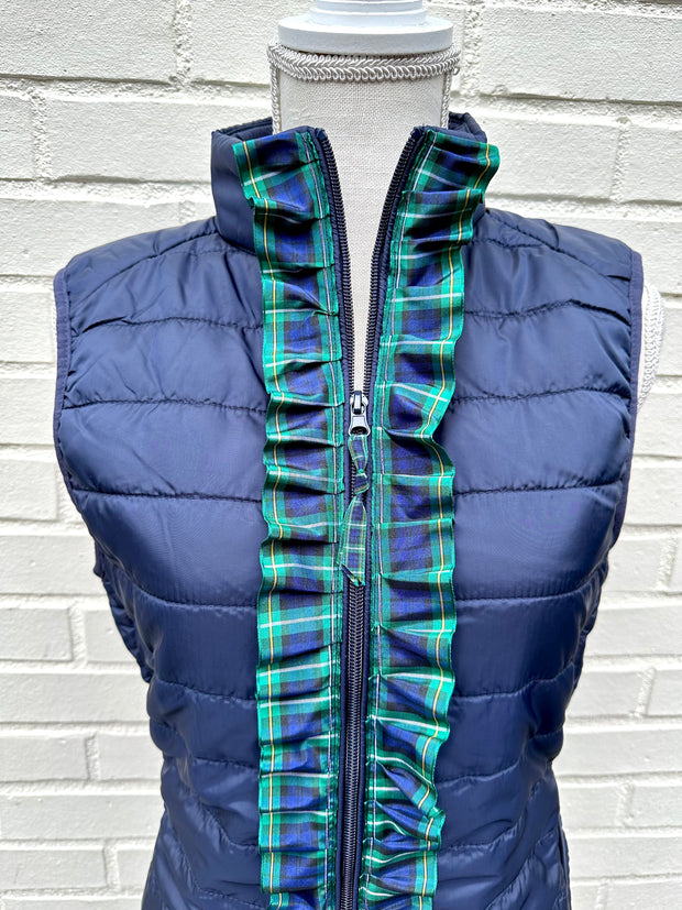 Maggie May Ruffled Ribbon Puffer Vest (PF33)