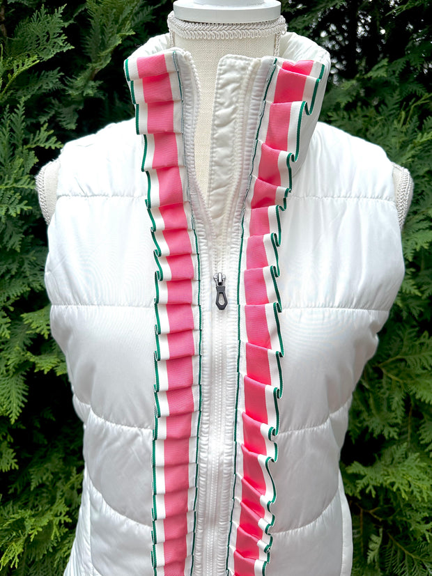SALE - M ONLY - Maggie May Ruffled Ribbon Puffer Vest (PF35) *FINAL SALE*