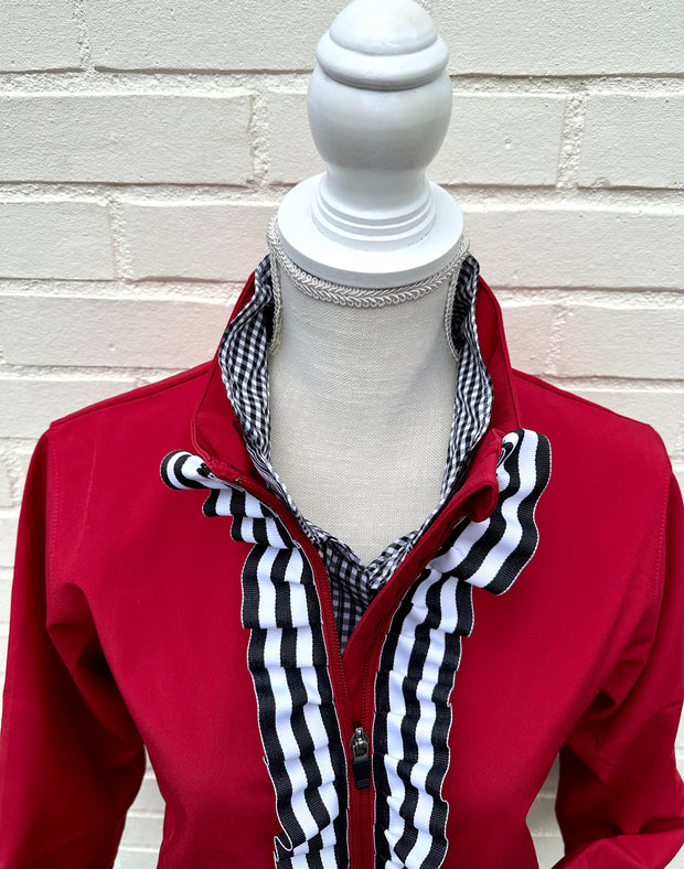 Sailor Soft Shell Jacket - Red w Black & White Stripe Ribbon (SLR09)