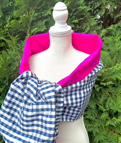 Silk Wrap in Pink and Navy Gingham (LW105)