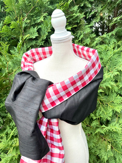 Silk Wrap in Black and Red Check (LW106)