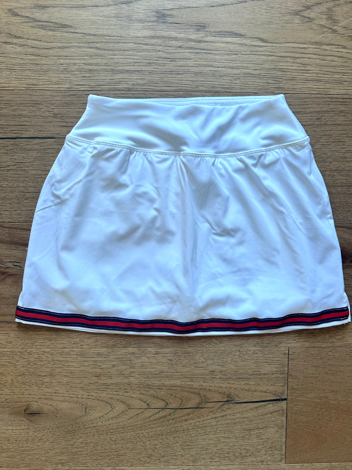 Violet Skort - White w Navy & Red Stripe Ribbon (Skort06)