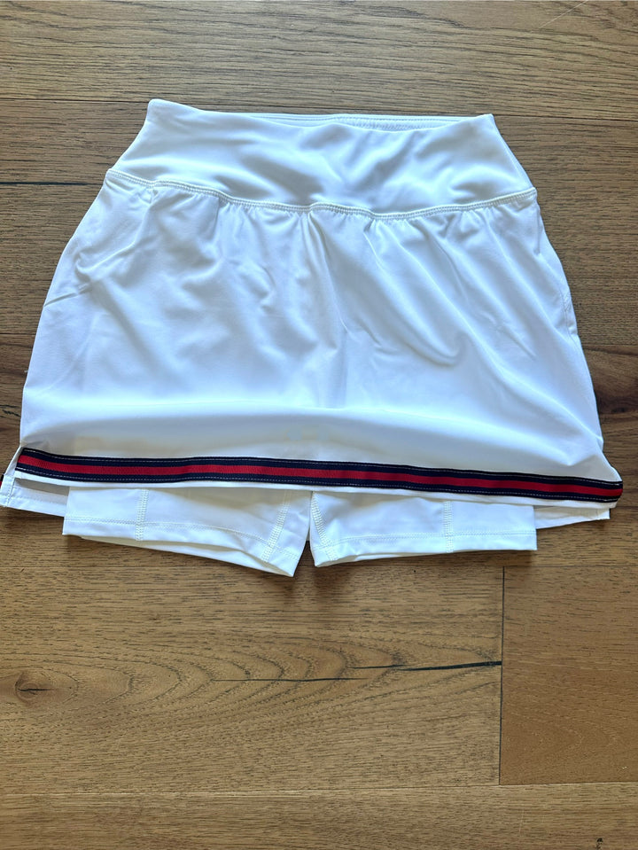 Violet Skort - White w Navy & Red Stripe Ribbon (Skort06)