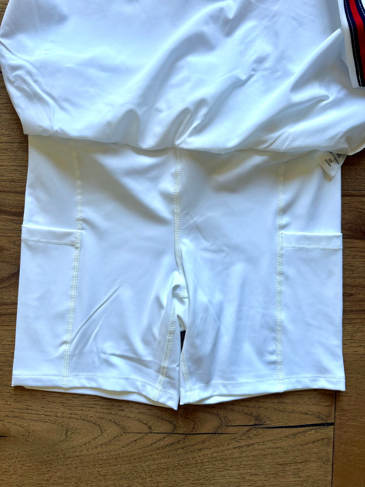 Violet Skort - White w Navy & Red Stripe Ribbon (Skort06)