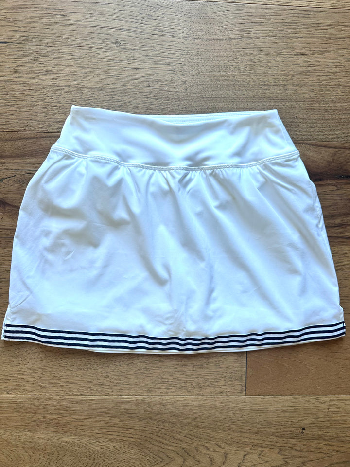 Violet Skort - White w Navy & White Stripe Ribbon (Skort01)