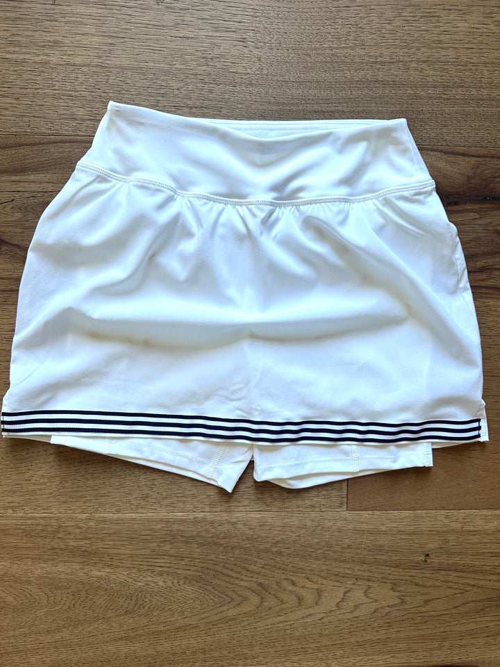 Violet Skort - White w Navy & White Stripe Ribbon (Skort01)