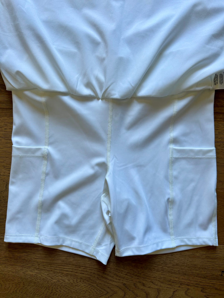 Violet Skort - White w Navy & White Stripe Ribbon (Skort01)