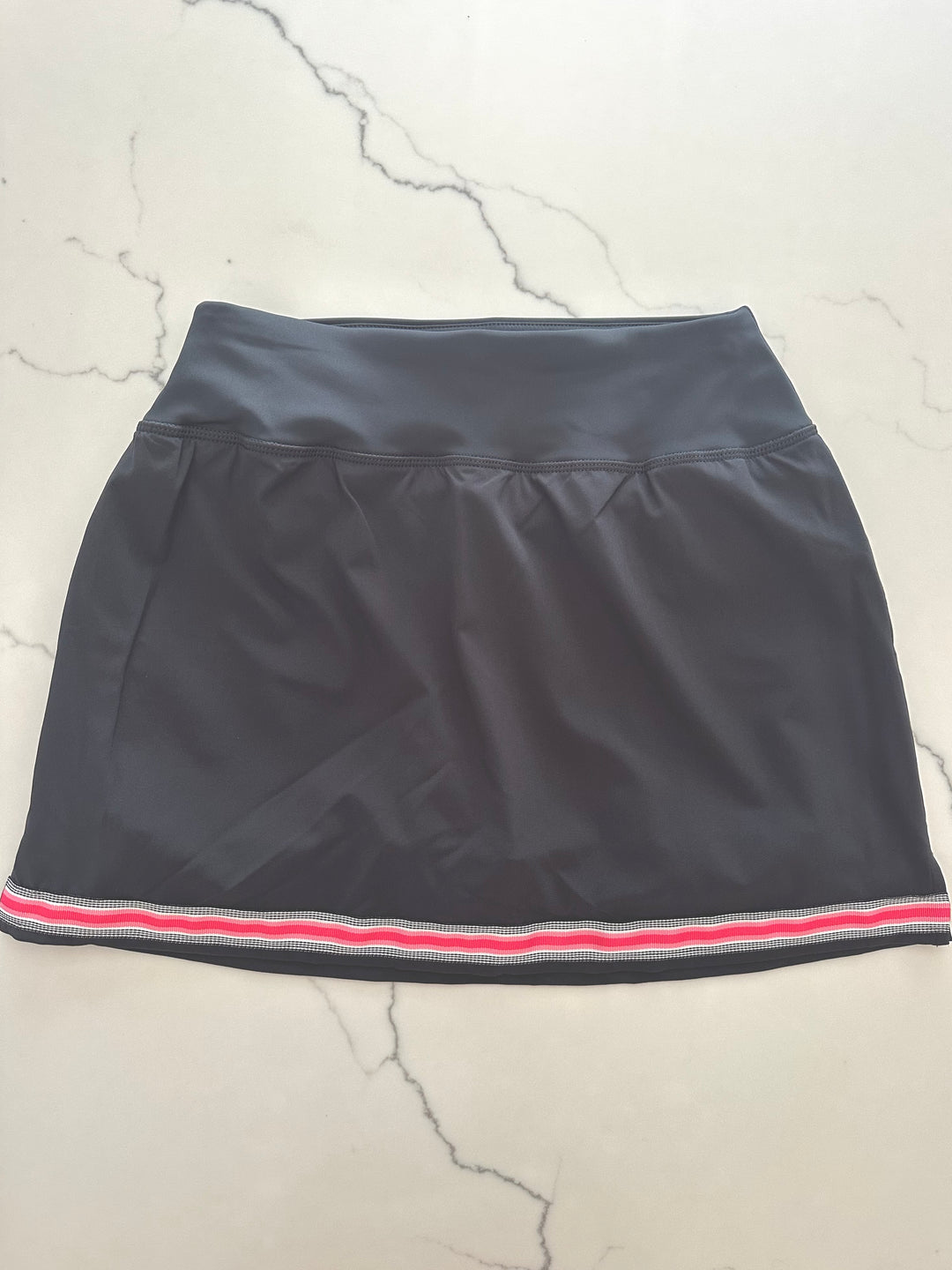 Violet Skort - Grey w Black & Pink Stripe Ribbon (Skort09)