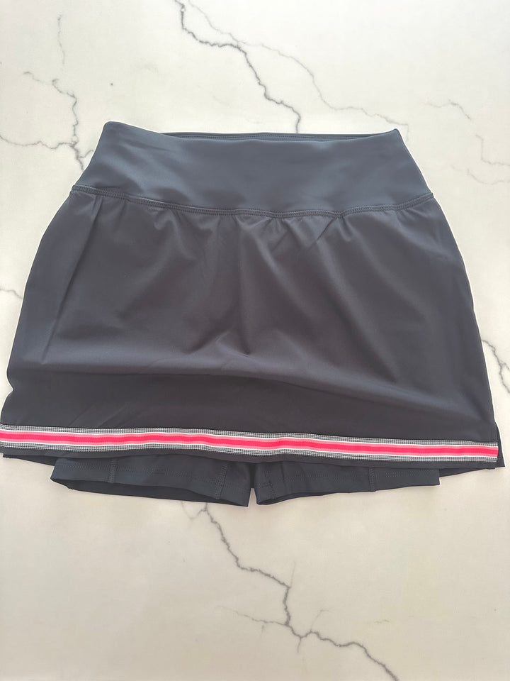 Violet Skort - Grey w Black & Pink Stripe Ribbon (Skort09)