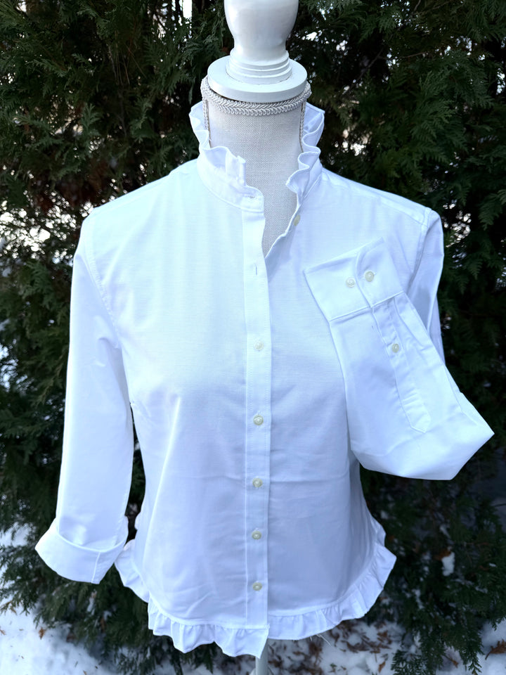 Mary Tyler Moore Ruffled Untucked Oxford  - White w White Oxford Ruffle (MTM-WT)