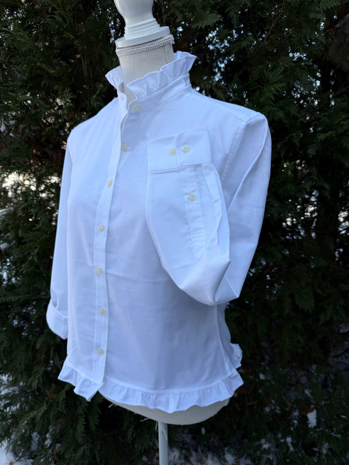 Mary Tyler Moore Ruffled Untucked Oxford  - White w White Oxford Ruffle (MTM-WT)