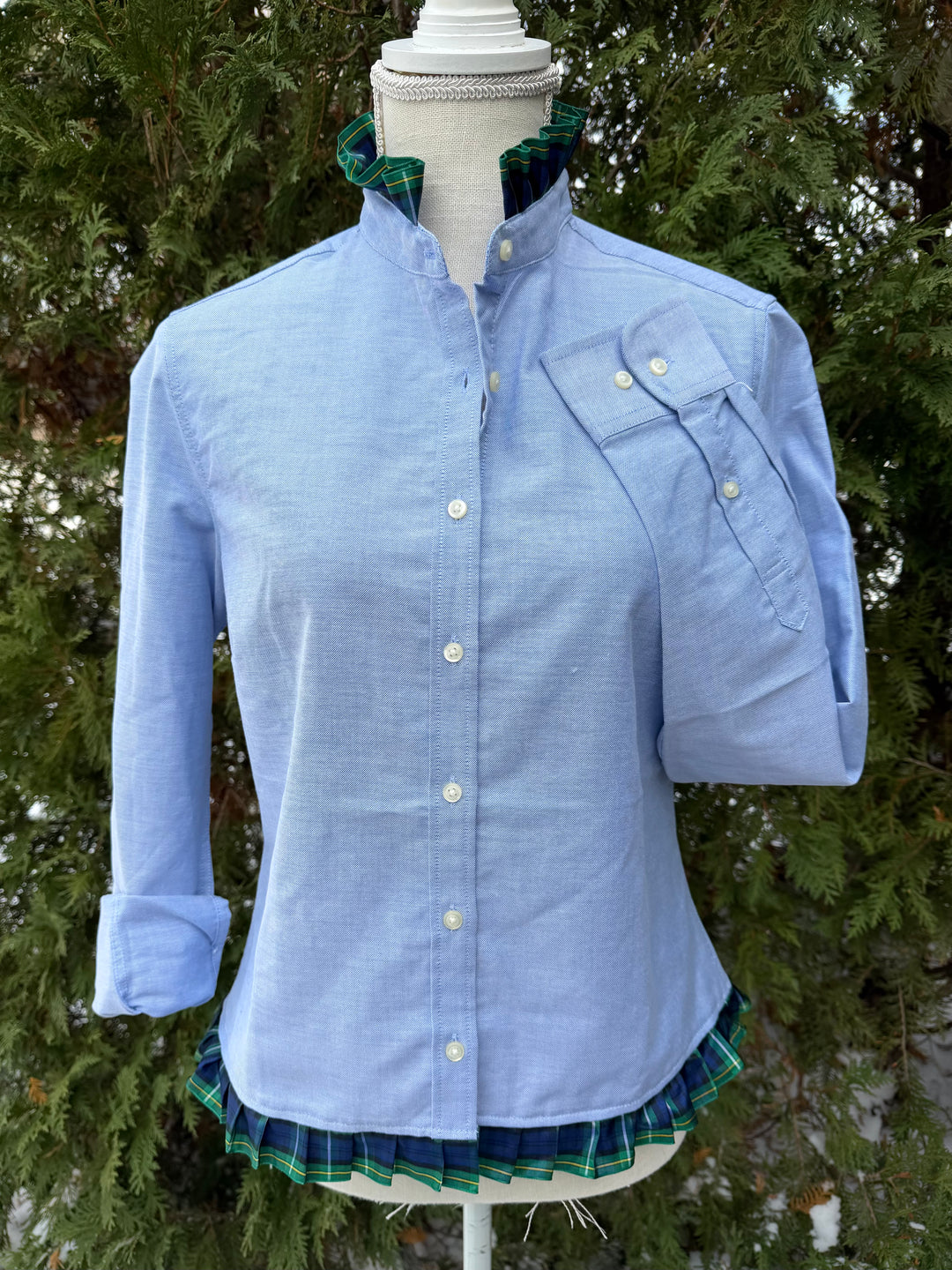 Mary Tyler Moore Ribbon Untucked Oxford  - Blue w Campbell Plaid Ribbon (MTM05)