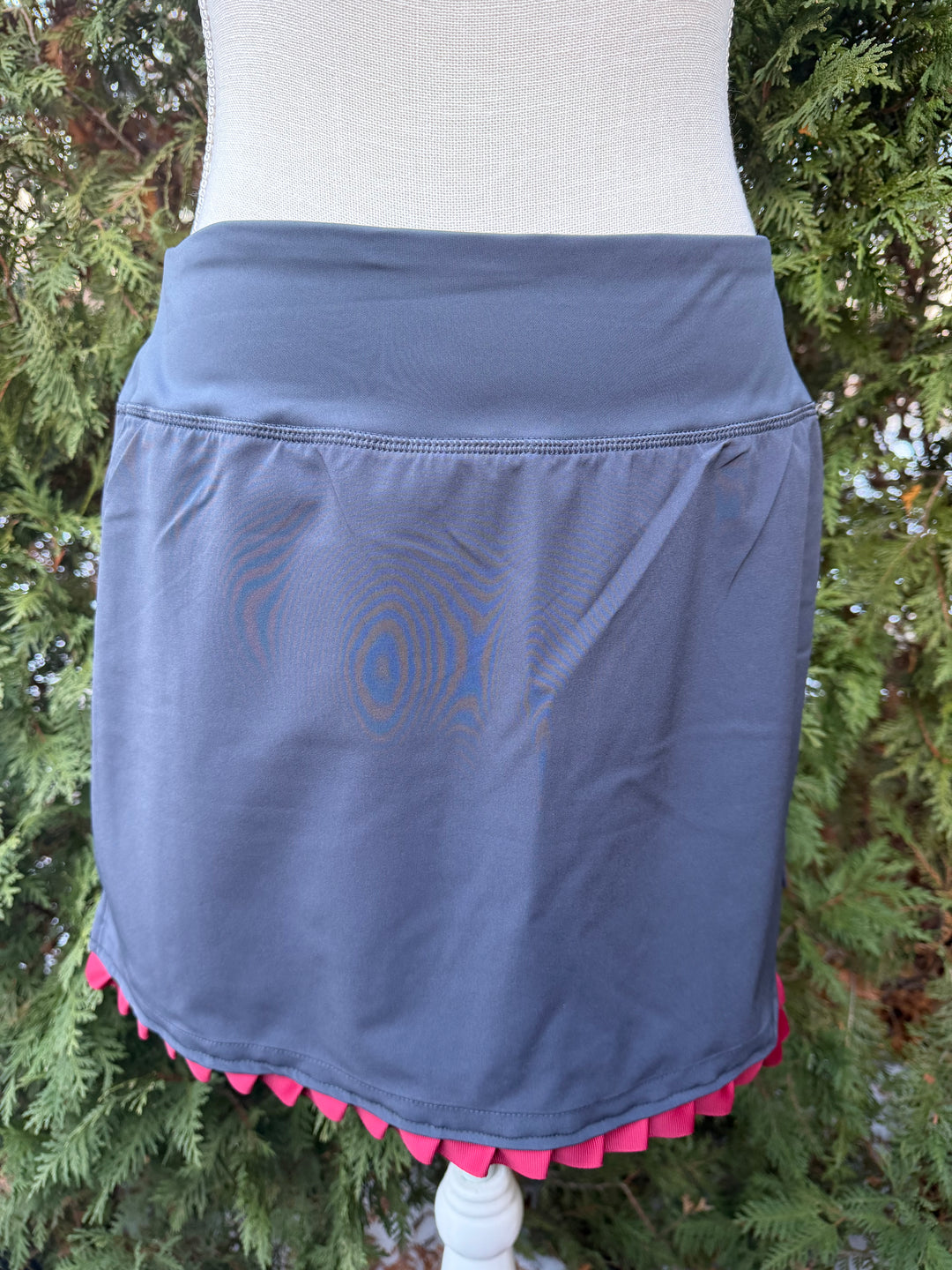 Violet Ruffle Skort - Grey w Maroon Ruffle Ribbon (Skort13)