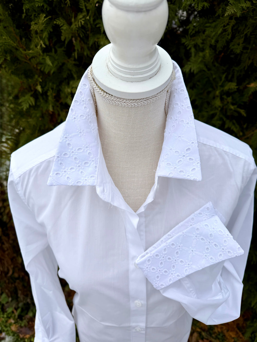 Diana French Cuff - White w White Eyelet (DFC25)