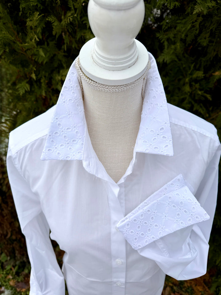 Diana French Cuff - White w White Eyelet (DFC25)