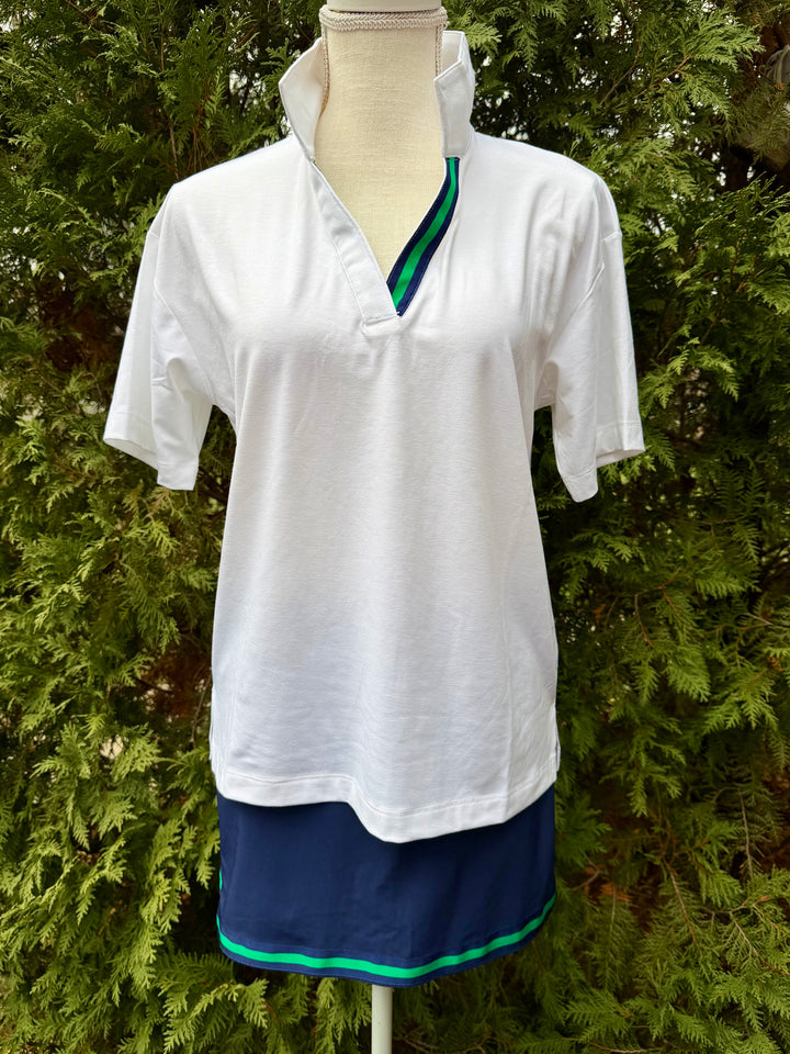 Violet Skort - Navy w Navy & Green Stripe Ribbon (Skort17)