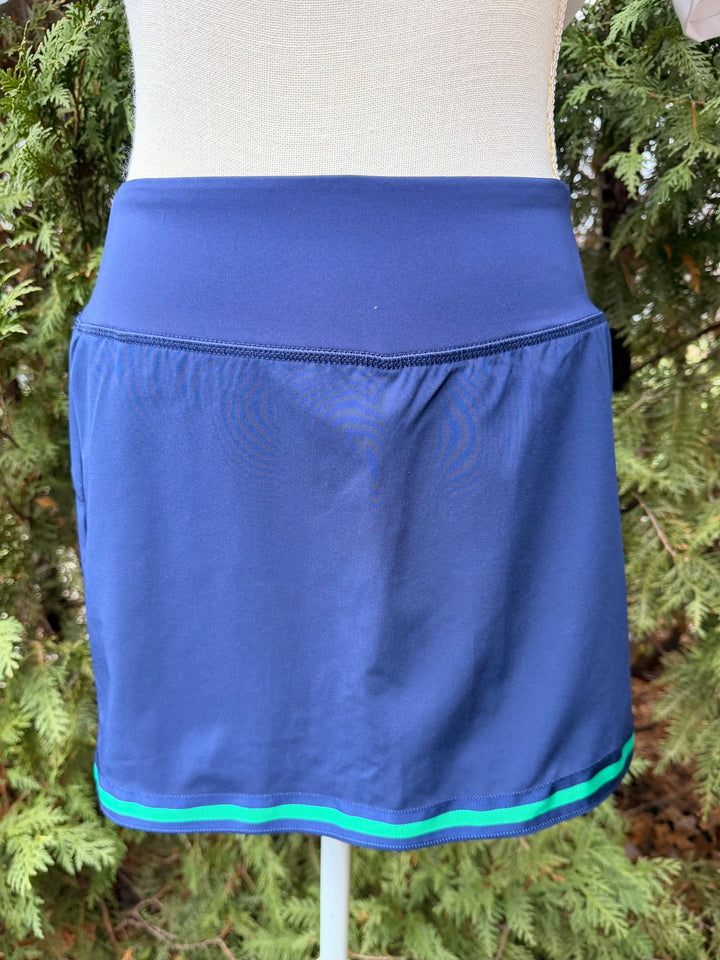 Violet Skort - Navy w Navy & Green Stripe Ribbon (Skort17)