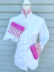 Beth Bell Sleeve - White w/Pink Dots & Bees (LB46)
