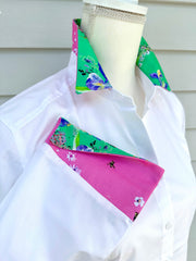 Elizabeth 3/4 Sleeve Shirt w Green Floral & Pink Bees (3410)
