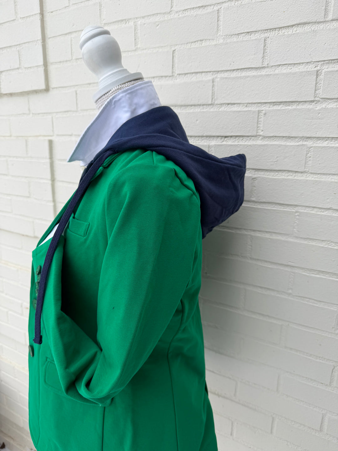 Tracey Hooded Blazer - Green w Navy (HB06)