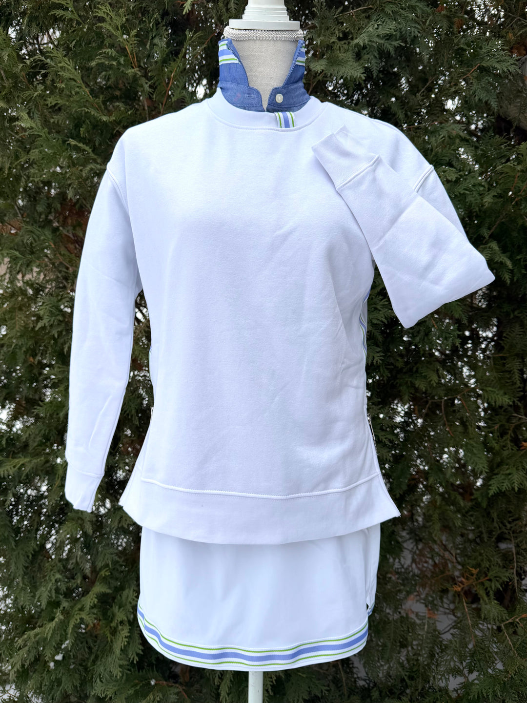 Violet Skort - White w Green & Purple Stripe Ribbon (Skort18)