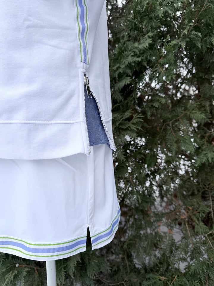 Violet Skort - White w Green & Purple Stripe Ribbon (Skort18)