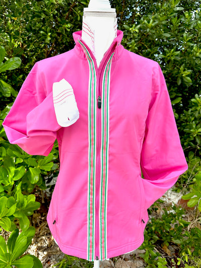 Sailor Soft Shell Jacket - Fuchsia w Pink, White & Green Stripe Ribbon (SLR12)