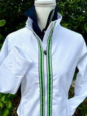Sailor Soft Shell Jacket - White w/Navy, White & Lime Stripe Ribbon (SLR13)