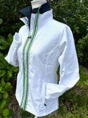 Sailor Soft Shell Jacket - White w/Navy, White & Lime Stripe Ribbon (SLR13)