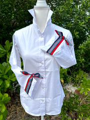 Ann 3/4 Sleeve Ribbon Tie Shirt (Ann18)