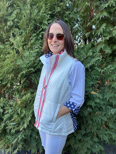 Elizabeth 3/4 Sleeve Shirt w Stars & Stripes (3411)