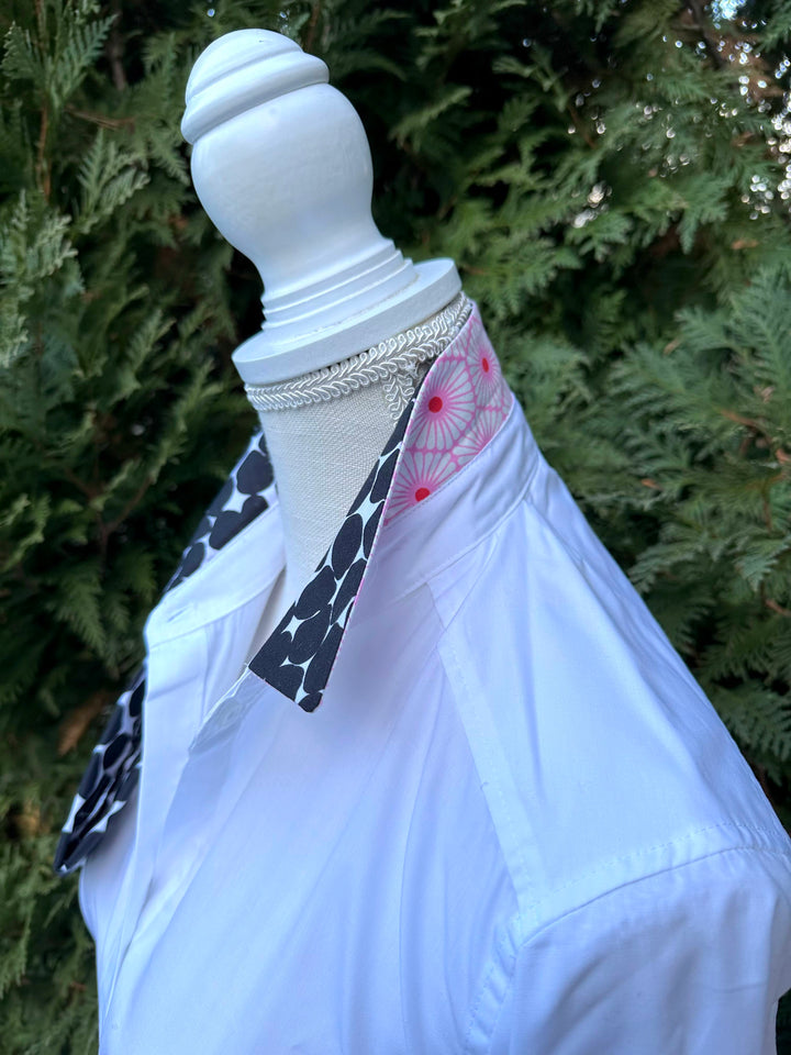 SALE - Elizabeth 3/4 Sleeve Shirt w Black Dots & Pink Geo (3409) *FINAL SALE*