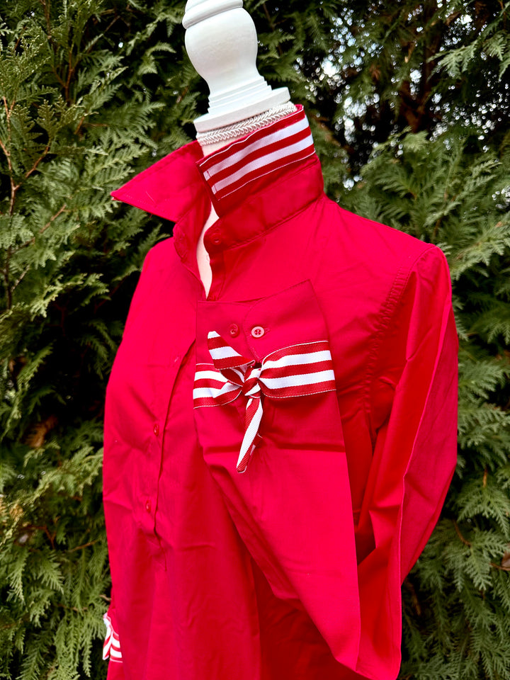 Sandy Popover Stripe Ribbon Tie Tunic (TP28)