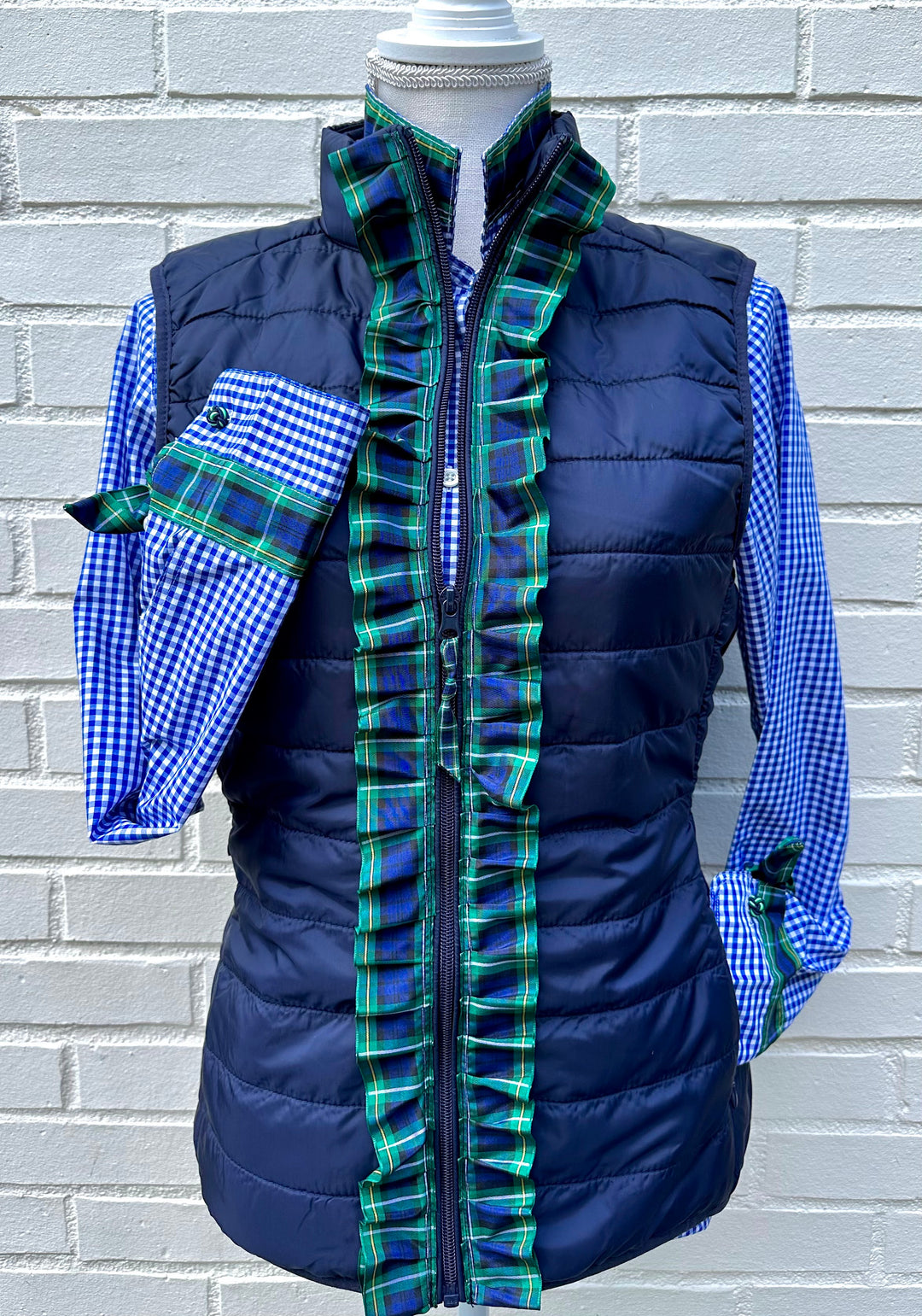 SALE - S ONLY - Audrey Royal Gingham Ribbon French Cuff Shirt (RFC26) *FINAL SALE*