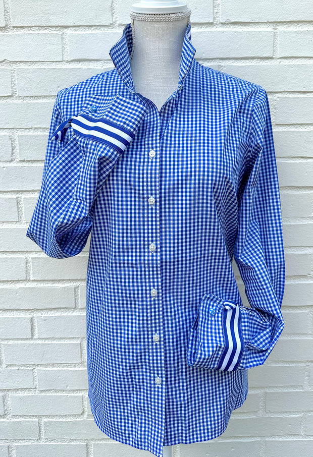 Audrey Royal Gingham Ribbon French Cuff Shirt (RFC25)