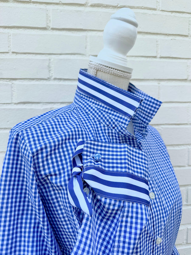 Audrey Royal Gingham Ribbon French Cuff Shirt (RFC25)