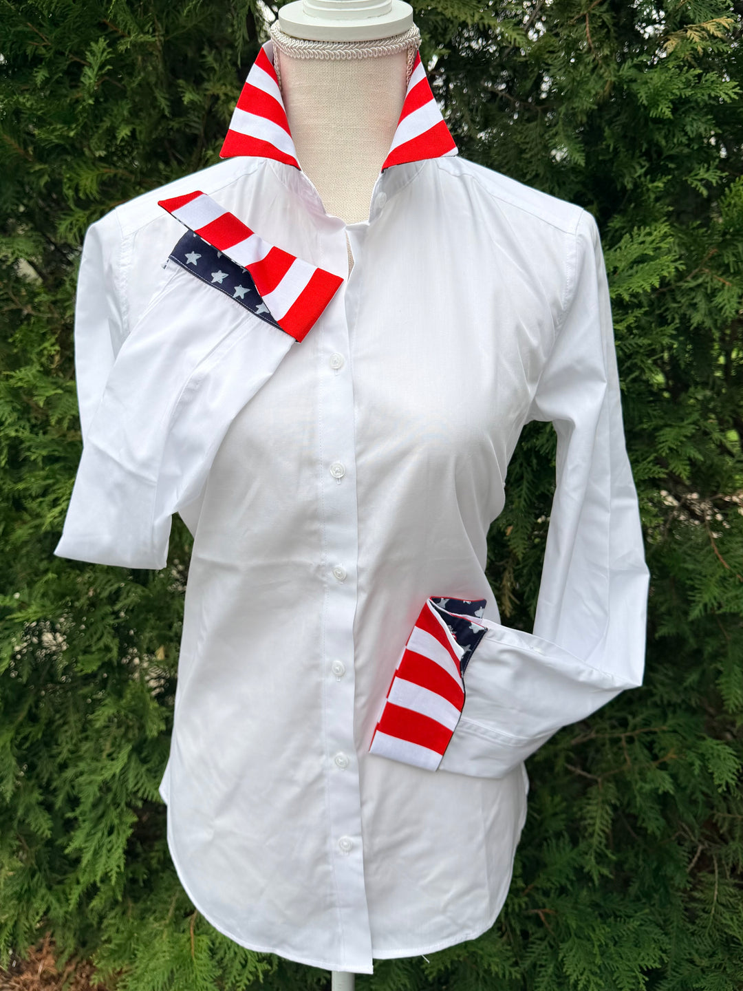 Diana French Cuff White w Navy Stars & Red Stripes (4th DFC01)