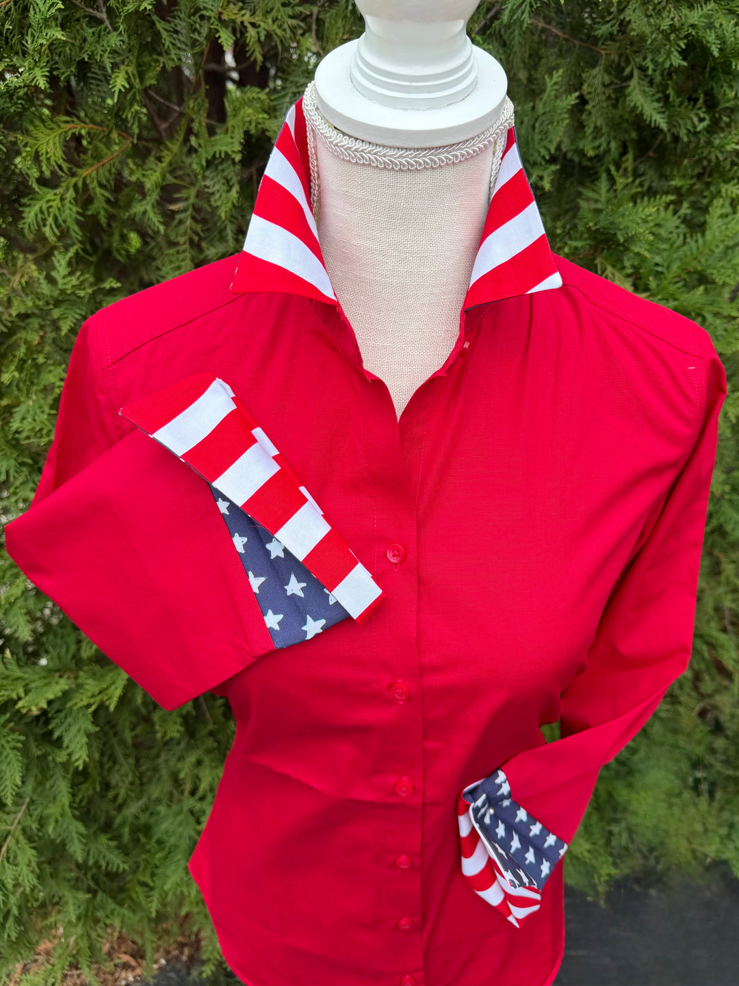 Elizabeth 3/4 Sleeve  - Red w Navy Stars & Red Stripes (4th 3401)