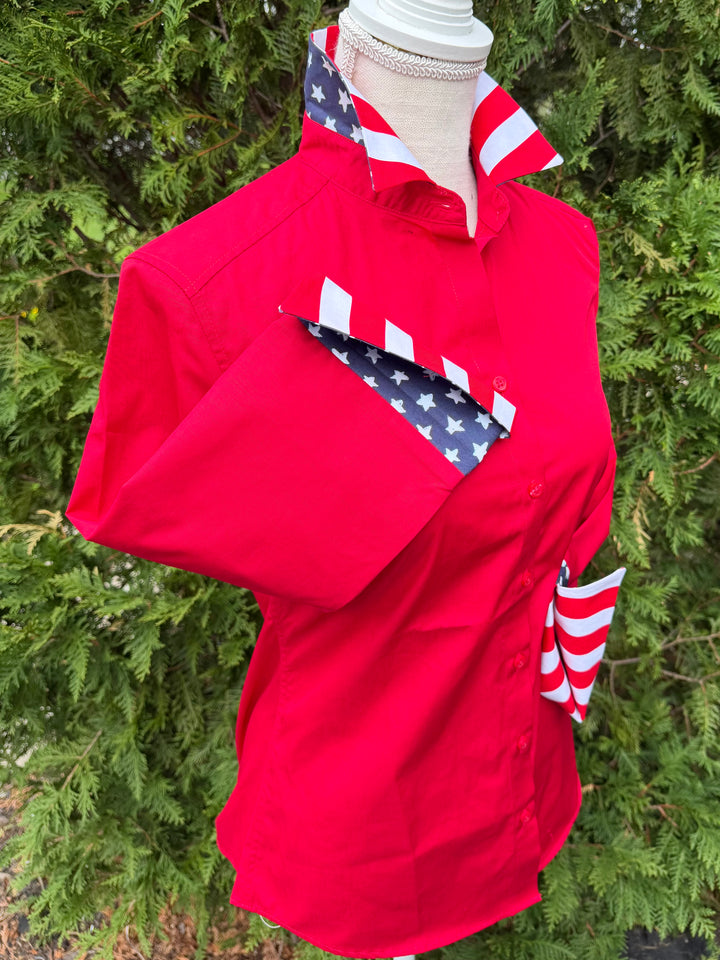 Elizabeth 3/4 Sleeve  - Red w Navy Stars & Red Stripes (4th 3401)
