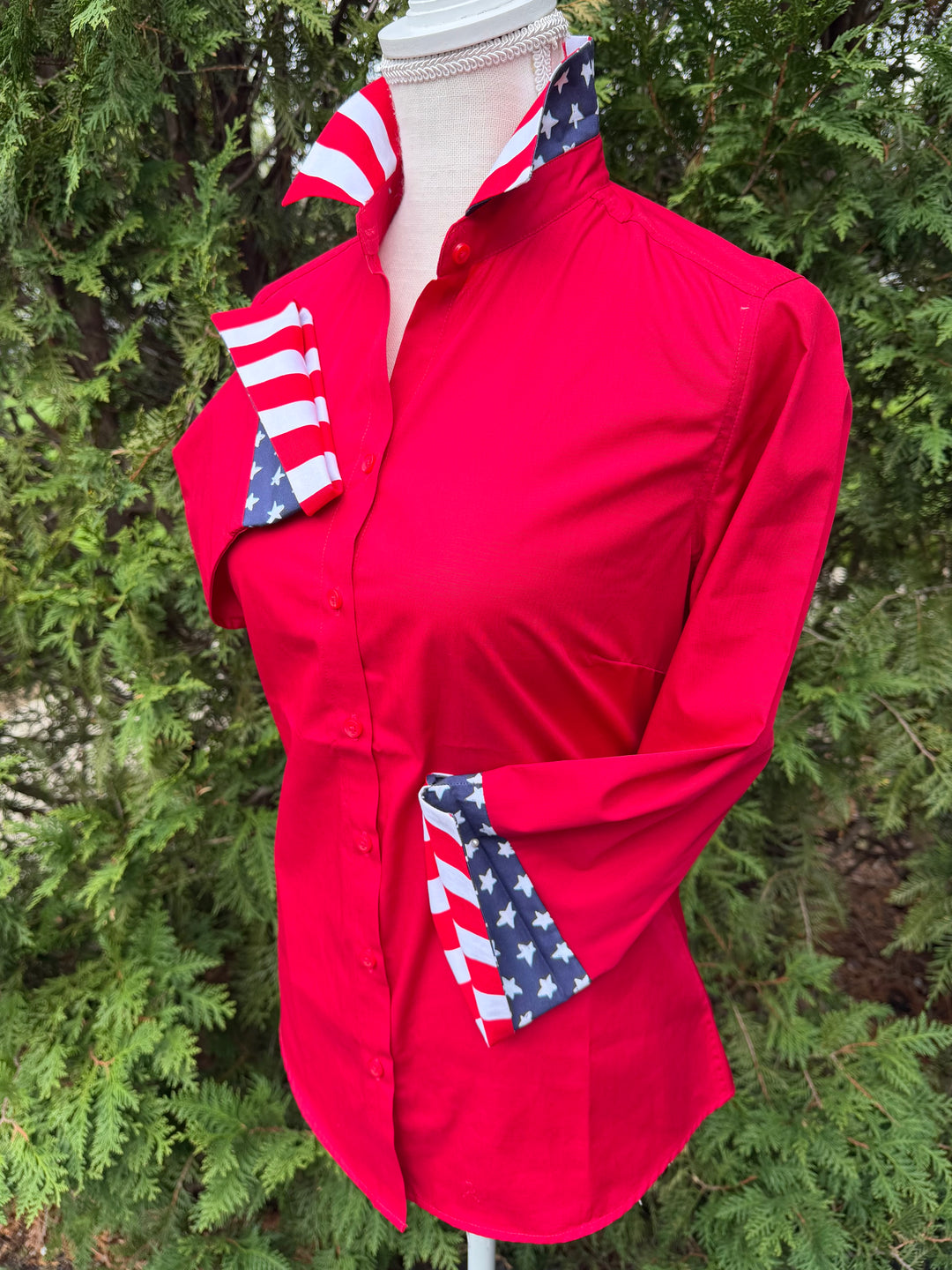 Elizabeth 3/4 Sleeve  - Red w Navy Stars & Red Stripes (4th 3401)