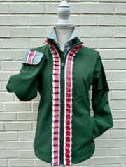 Sailor Soft Shell Jacket - Green w Pink, Green & White Stripe Ruffle Ribbon (SLR10)