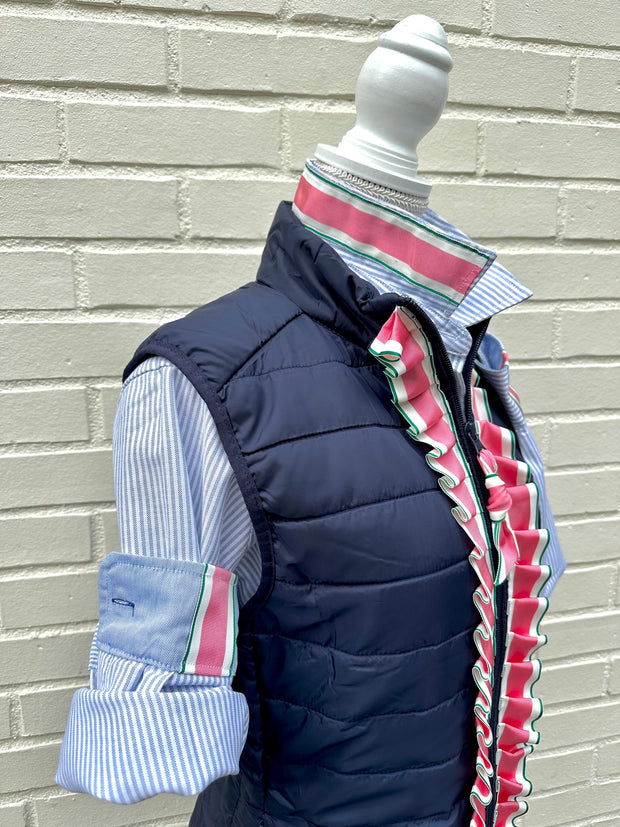 SALE - Maggie May Ruffled Ribbon Puffer Vest (PF34) *FINAL SALE*