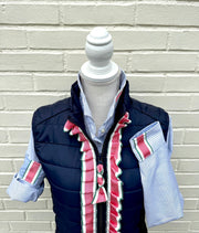 SALE - L ONLY - Maggie May Ruffled Ribbon Puffer Vest (PF34) *FINAL SALE*