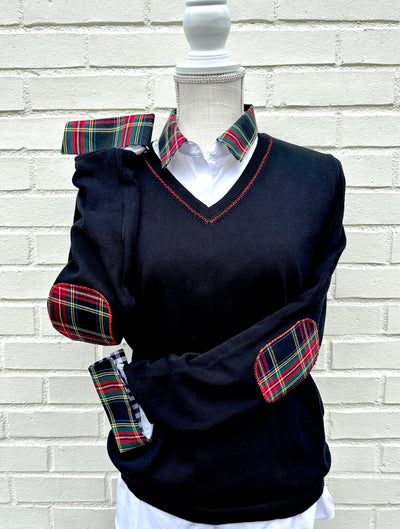SALE - M ONLY - Rosanna - Elbow Patch V-Neck Sweater (ROS05) *FINAL SALE*