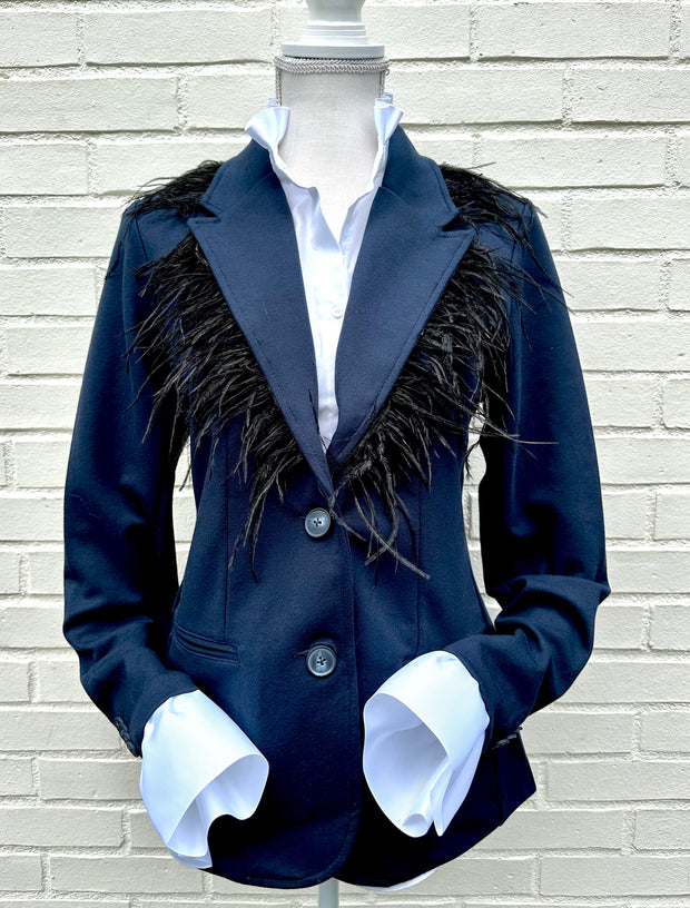 Alice Feathered Navy Blazer (FB01)