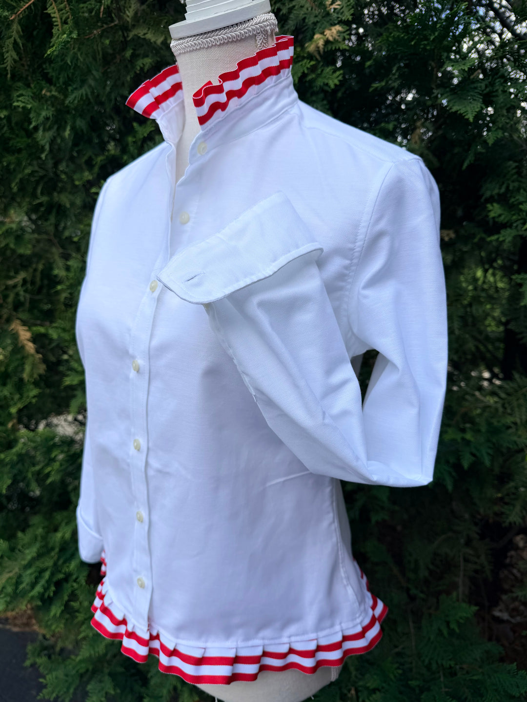 Mary Tyler Moore Ribbon Untucked Oxford  - White w Red & White Ribbon (MTM07)