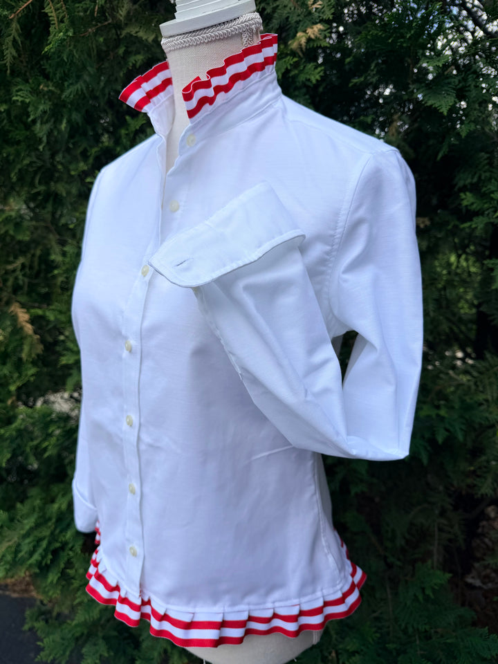 Mary Tyler Moore Ribbon Untucked Oxford  - White w Red & White Ribbon (MTM07)