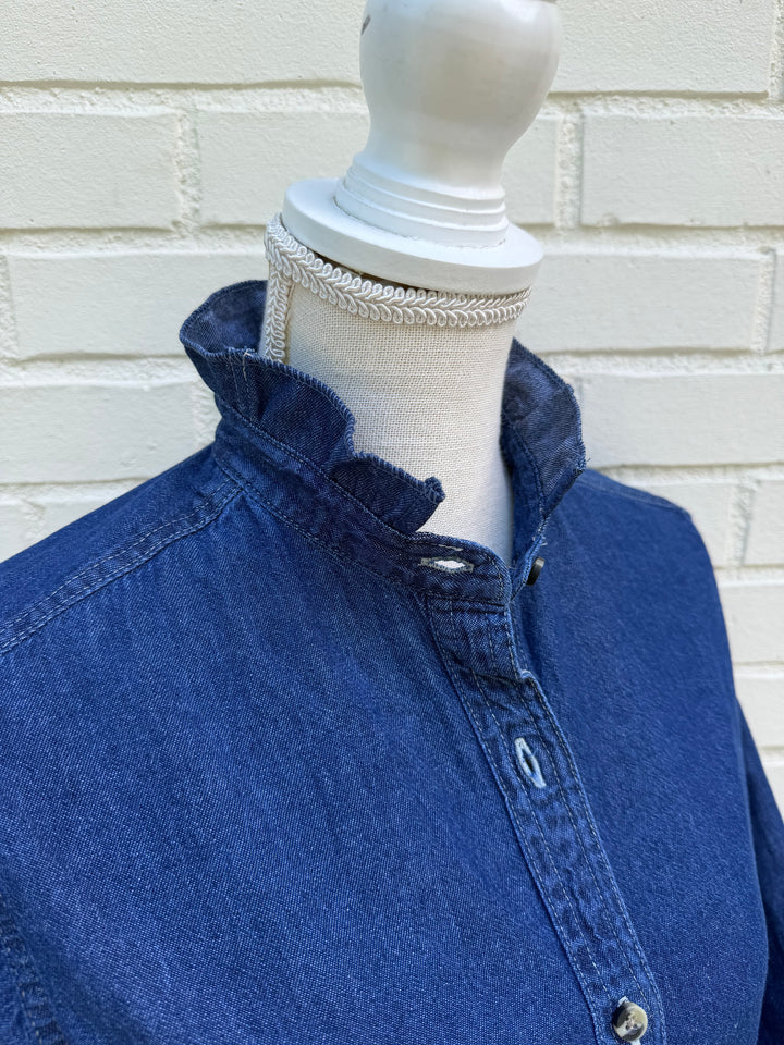 Mary Tyler Moore Ruffled Untucked Denim  - Denim w Denim Ruffle (MTM-Denim)
